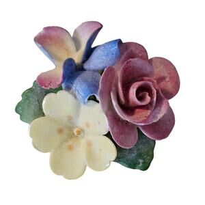 Vintage Cara Bone China Flower Brooch Staffordshire England